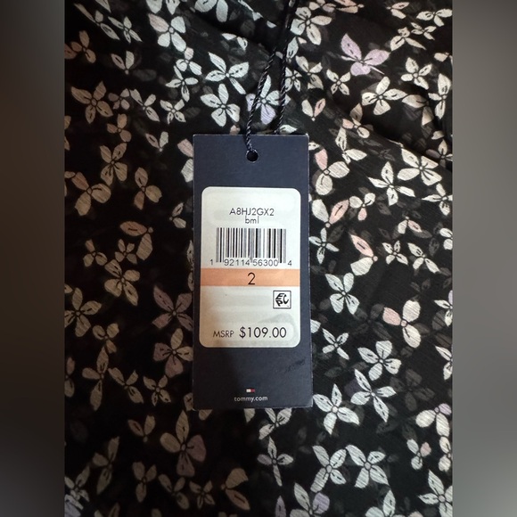 Tommy Hilfiger Black and White Maxi A-Line Skirt Asymmetrical Cocktail - Picture 2 of 6